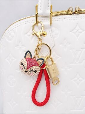 LV Gold Padlock 🔑 Authentic Louis Vuitton Charm + Unbranded Fox Head Keychain